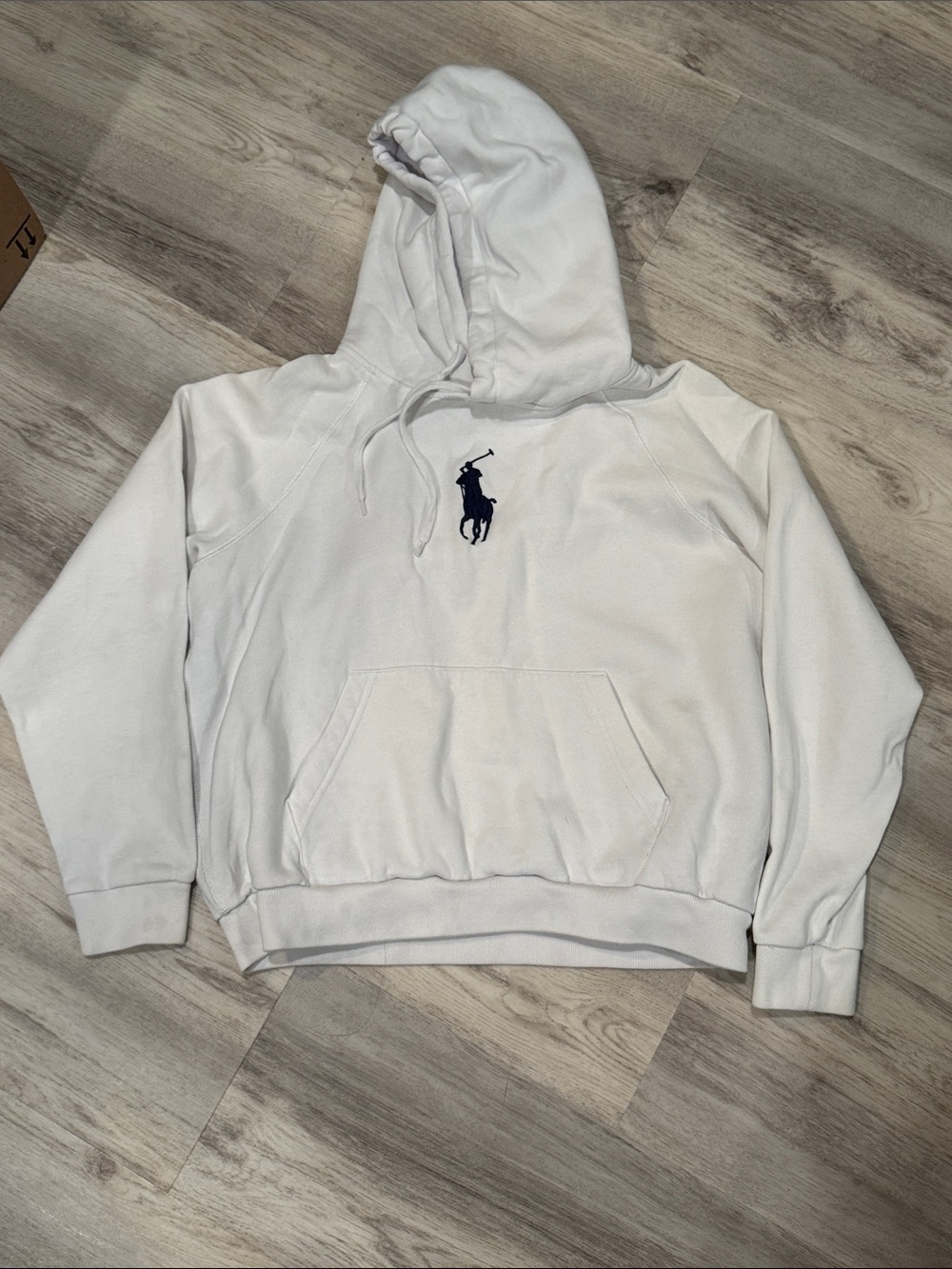 Polo Ralph Lauren White crop Hoodie with Navy Polo Player Logo